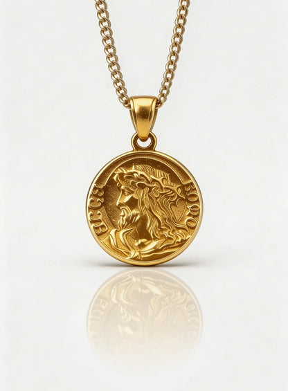 Jesus quarter necklace