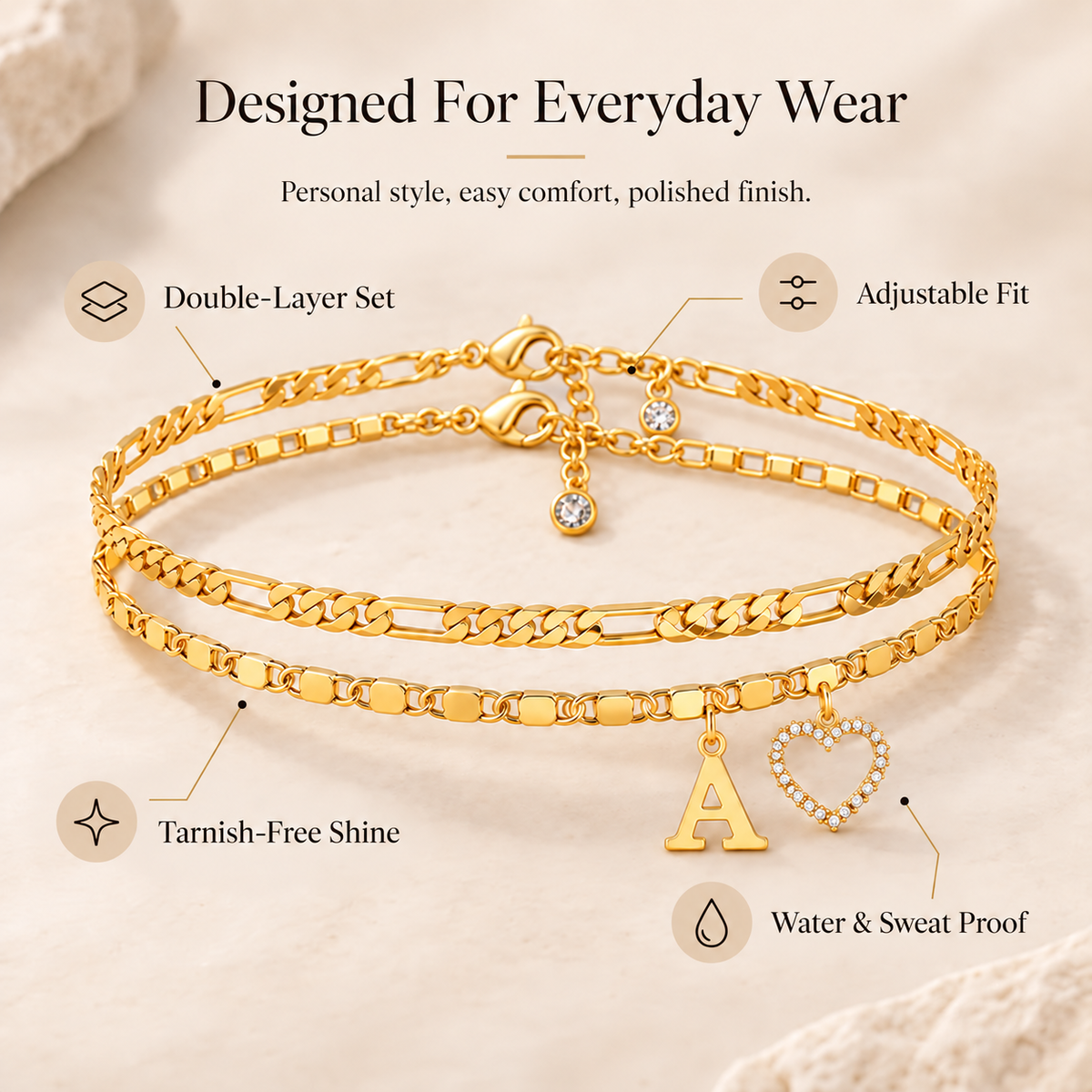 Initial Heart Anklet