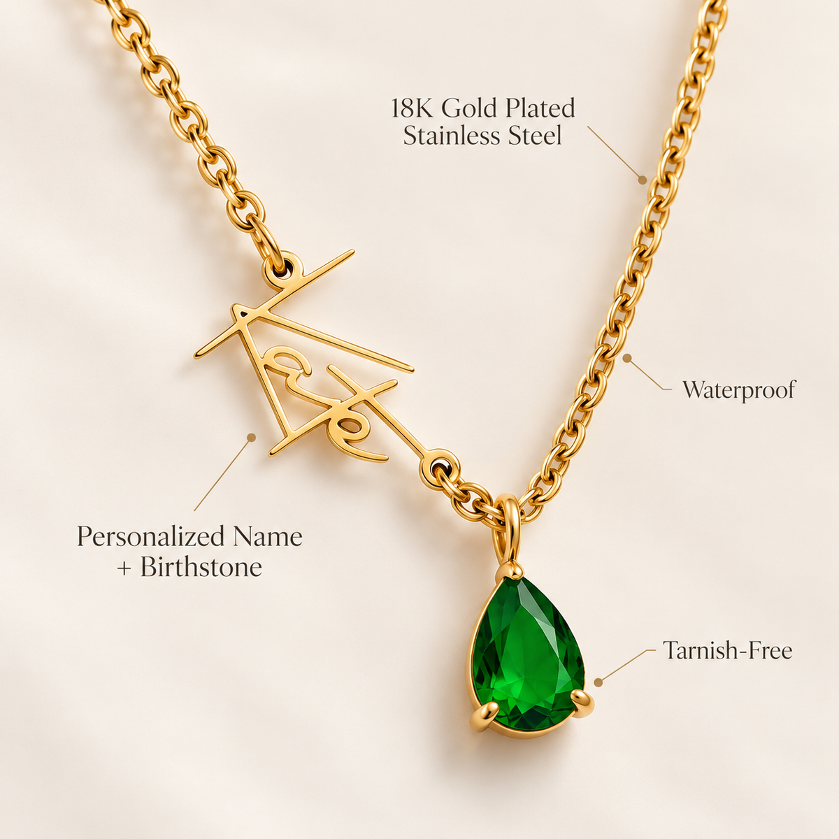 The Signature Birthstone Name Necklace