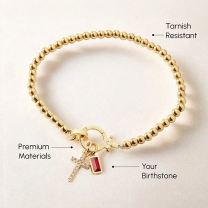 Birthstone Cross Charm Bracelet