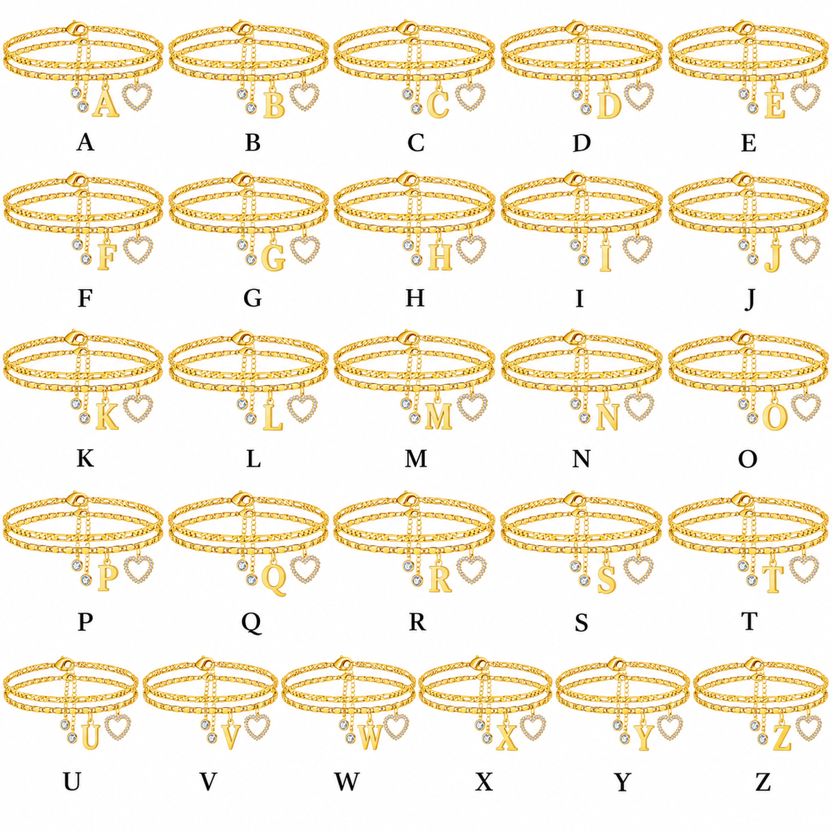Initial Heart Anklet
